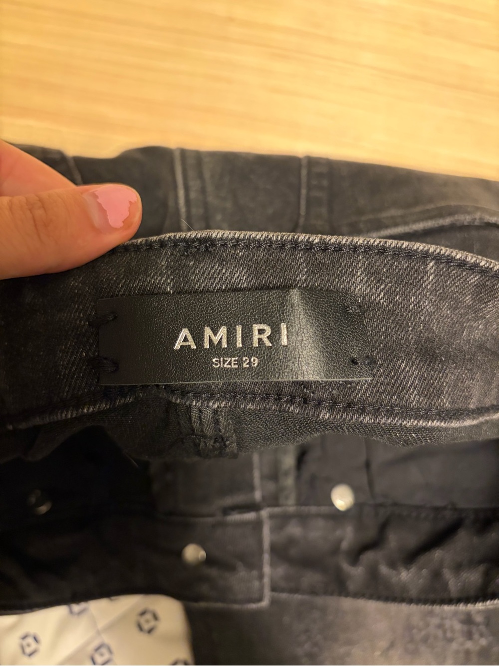AMIRI Size 29 Black Distressed Logo Patch Skinny Jeans Streetwear Designer Denim - Picture 6 of 10
